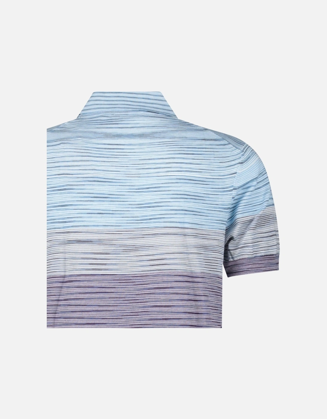 Short Sleeve Polo Knitted Light Blue And Purple Tones