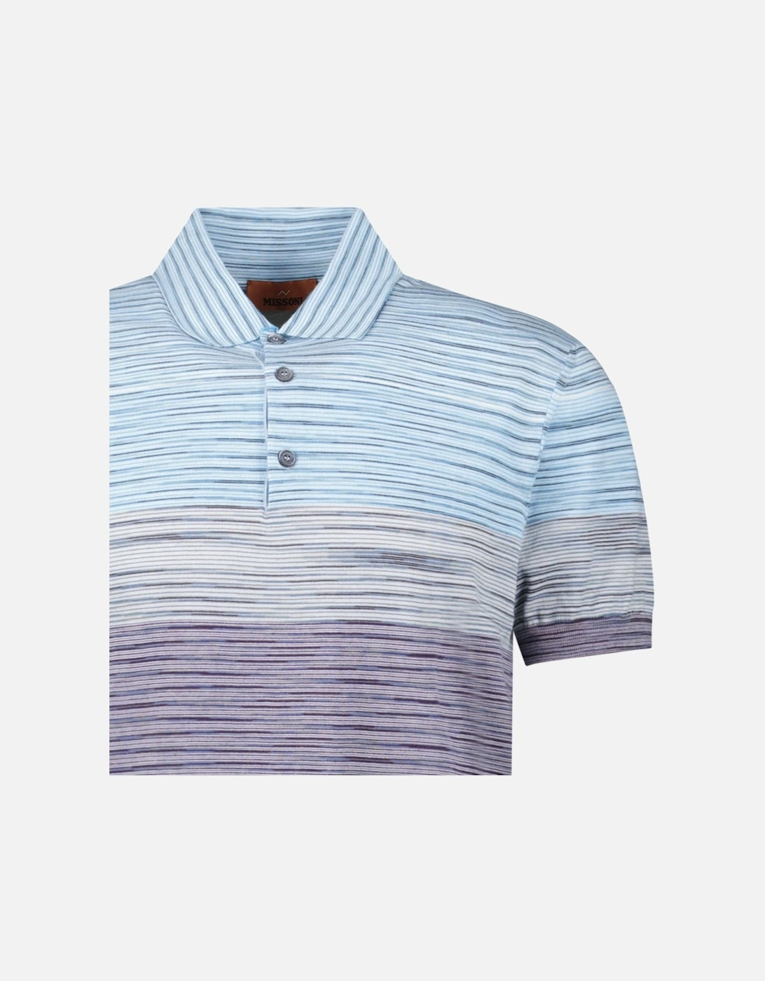 Short Sleeve Polo Knitted Light Blue And Purple Tones