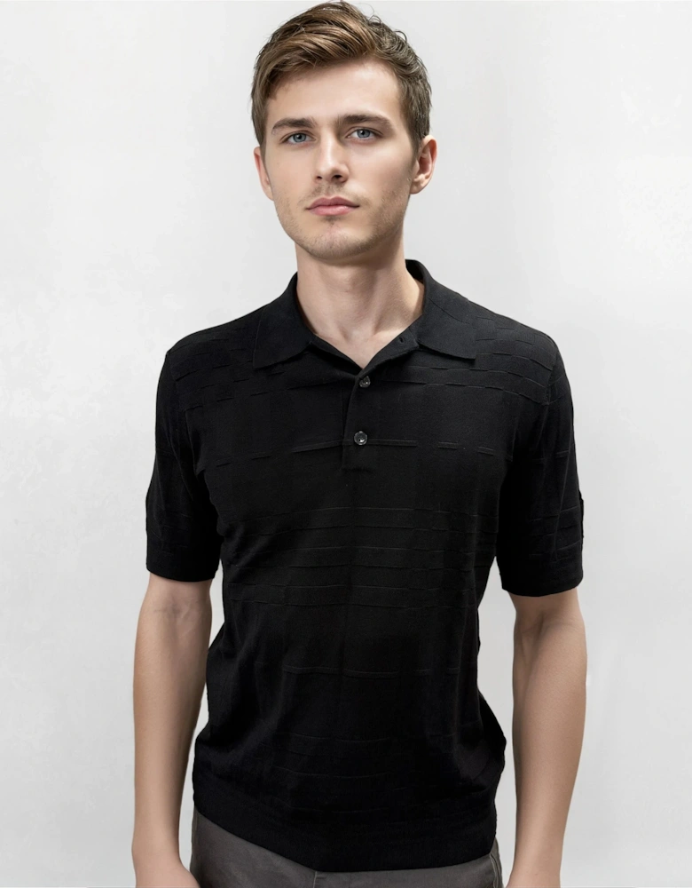 'Kieran' Knit Polo-Shirt Black