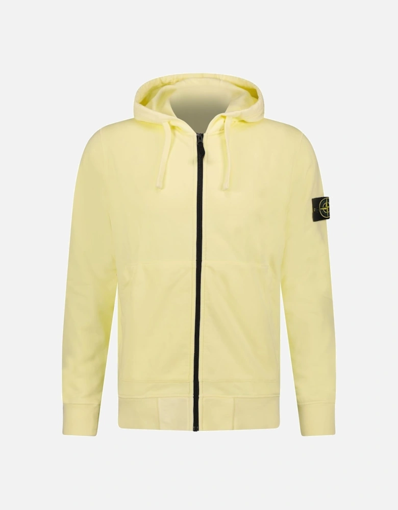 Badge Zip Hooded Sweatshirt Yellow