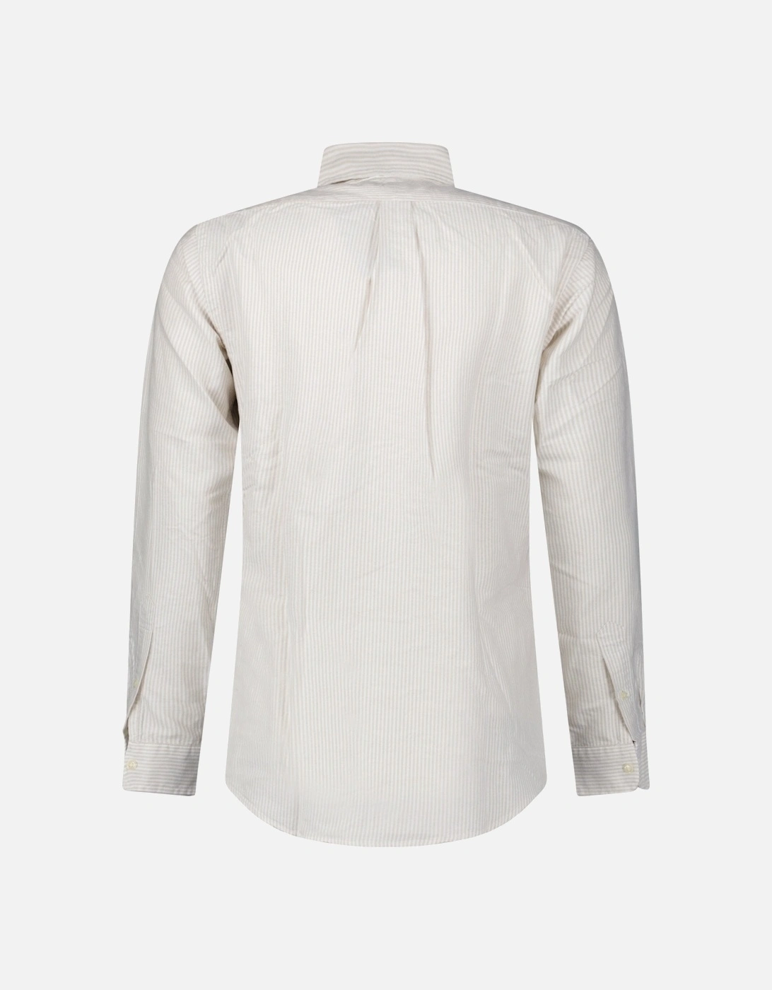 Striped Long Sleeve Sport Shirt in White/Beige