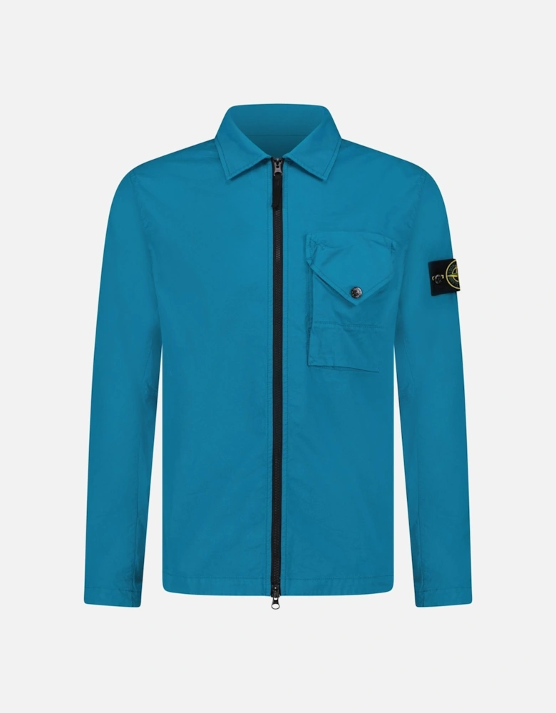 Brushed Cotton One Pocket Overshirt Blue