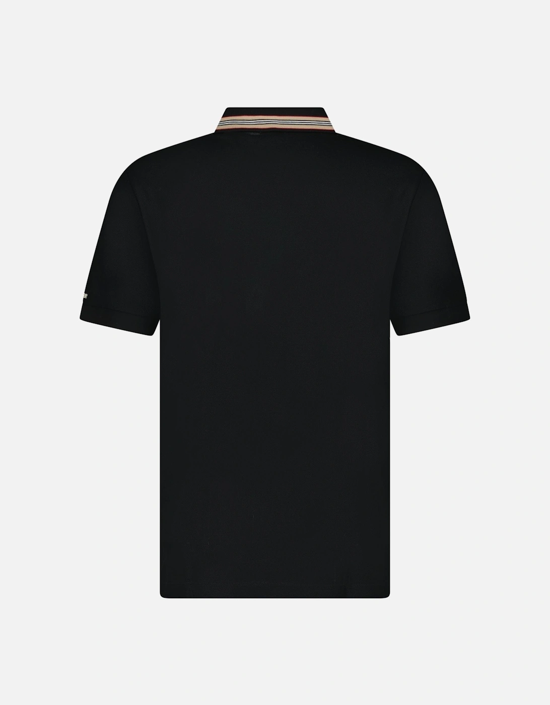 ‘Hartford’ Striped Check Short Sleeve Polo in Black