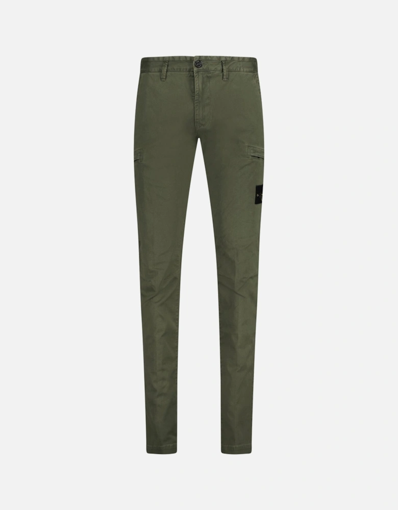 Badge Cotton Cargo Trousers Green
