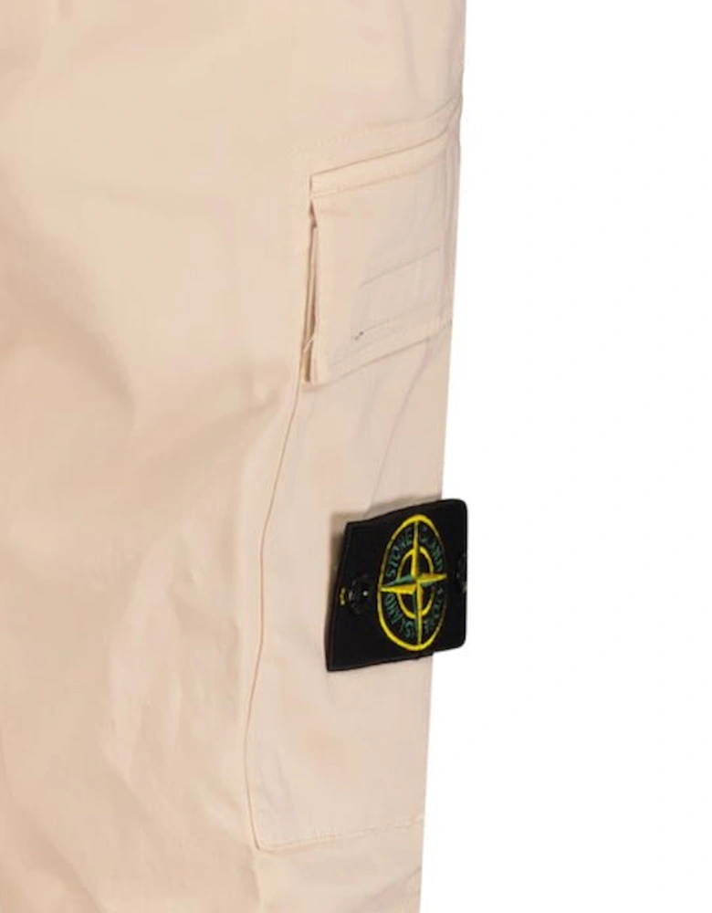 Badge Cargo Cuffed Trousers Beige