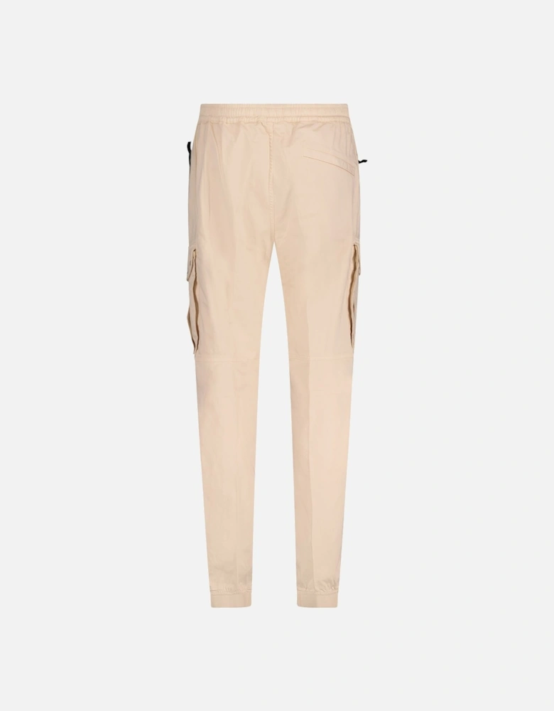 Badge Cargo Cuffed Trousers Beige