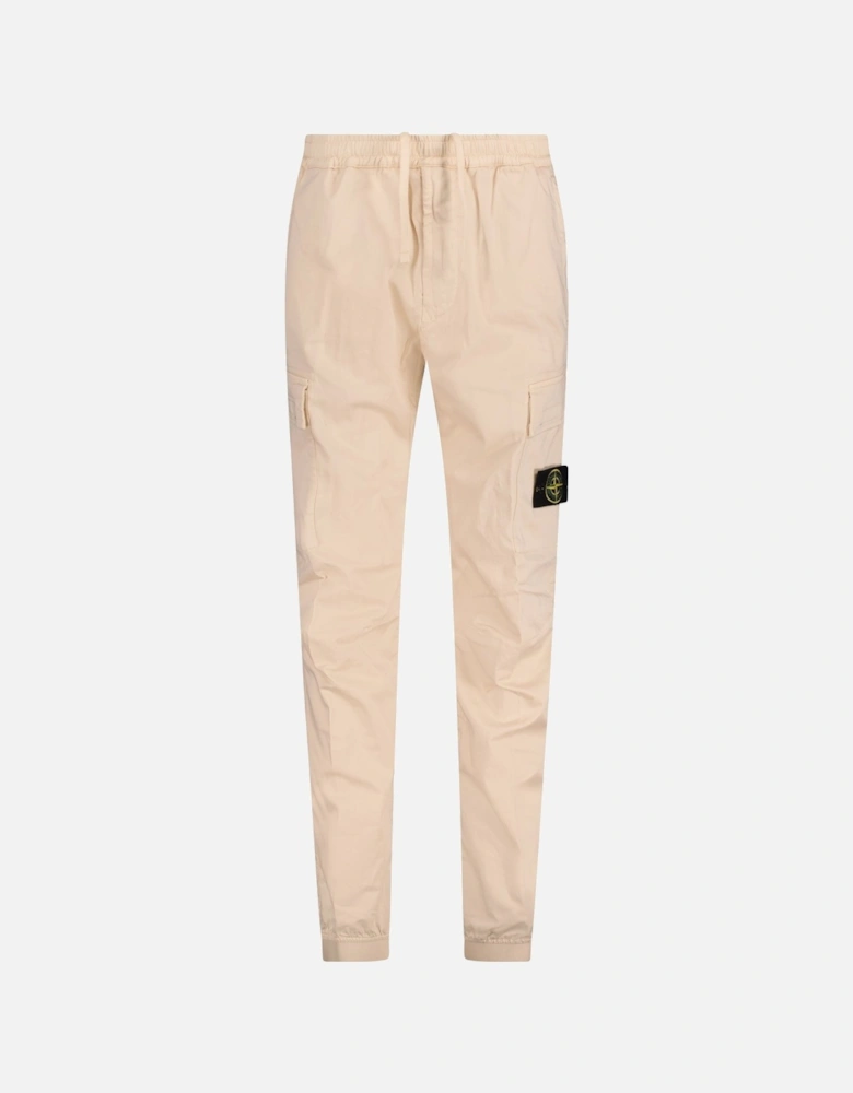 Badge Cargo Cuffed Trousers Beige