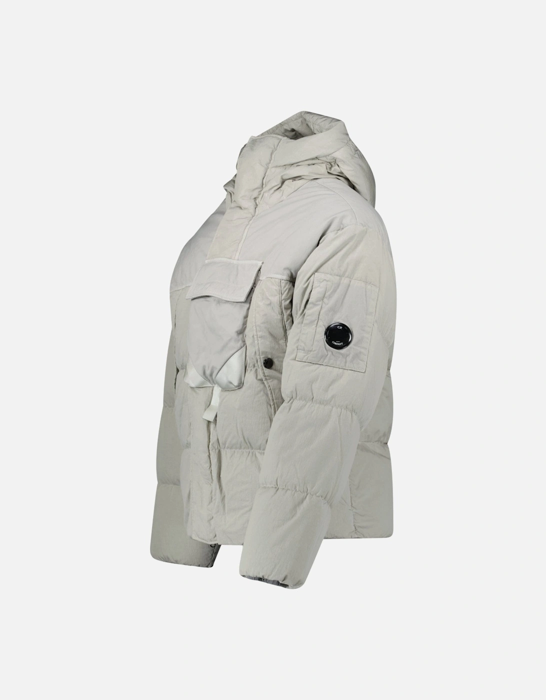 Eco-Chrome R Mixed Hooded Down Jacket Grey