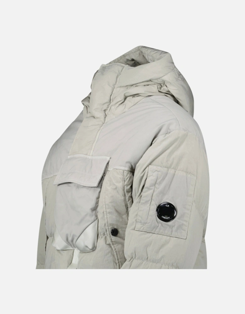 Eco-Chrome R Mixed Hooded Down Jacket Grey