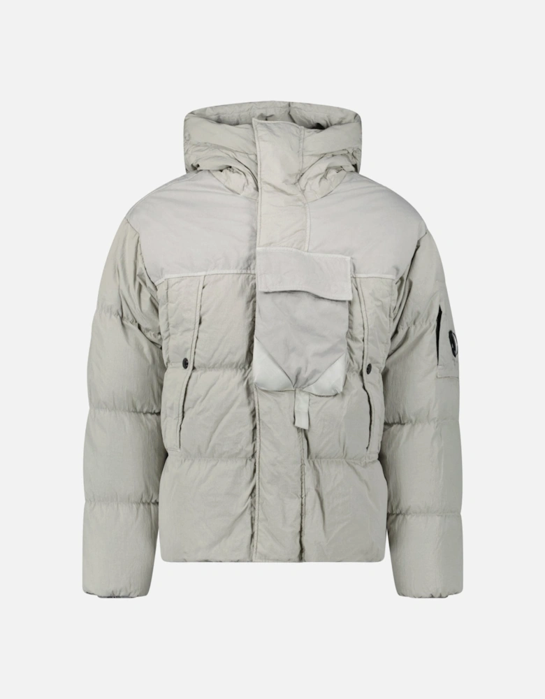 Eco-Chrome R Mixed Hooded Down Jacket Grey