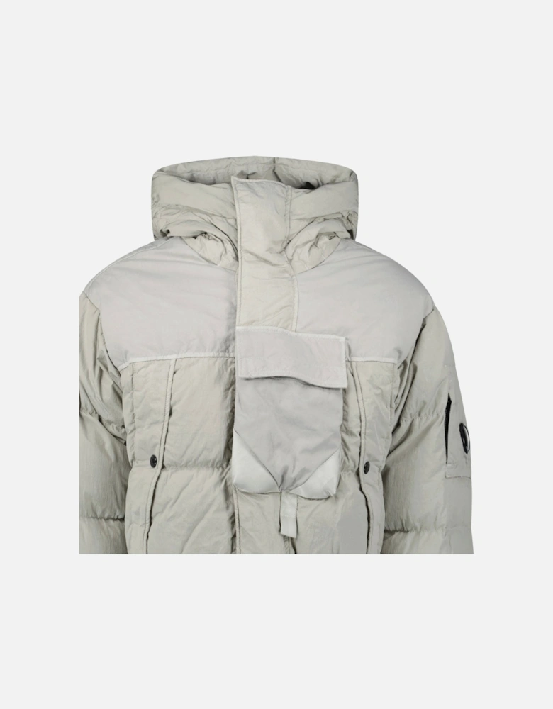 Eco-Chrome R Mixed Hooded Down Jacket Grey