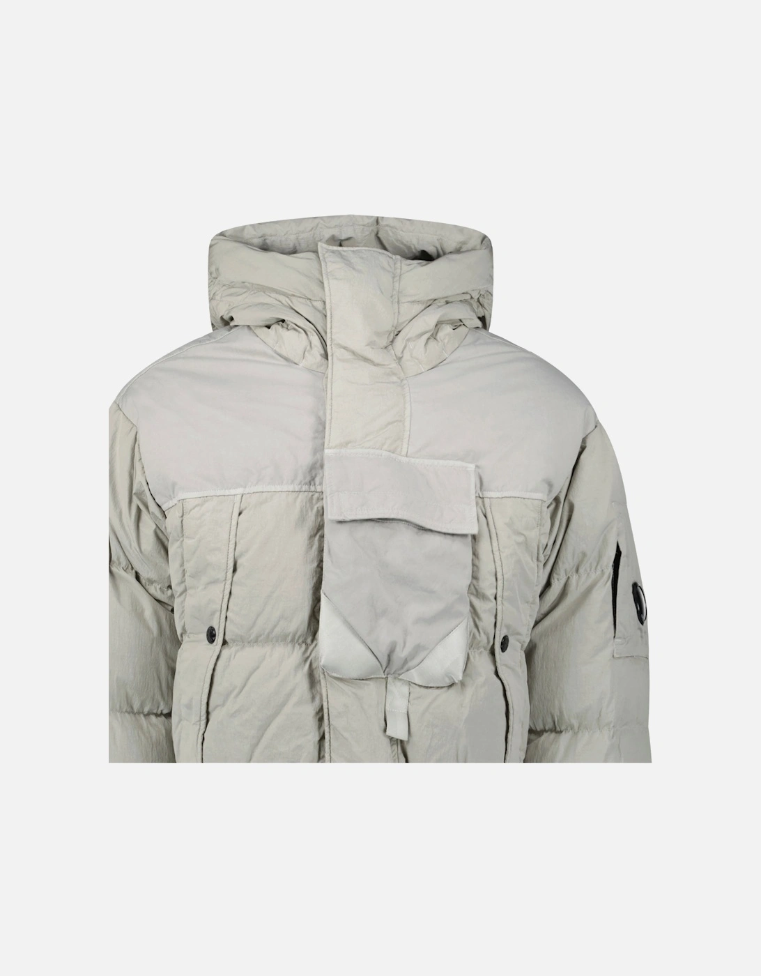 Eco-Chrome R Mixed Hooded Down Jacket Grey
