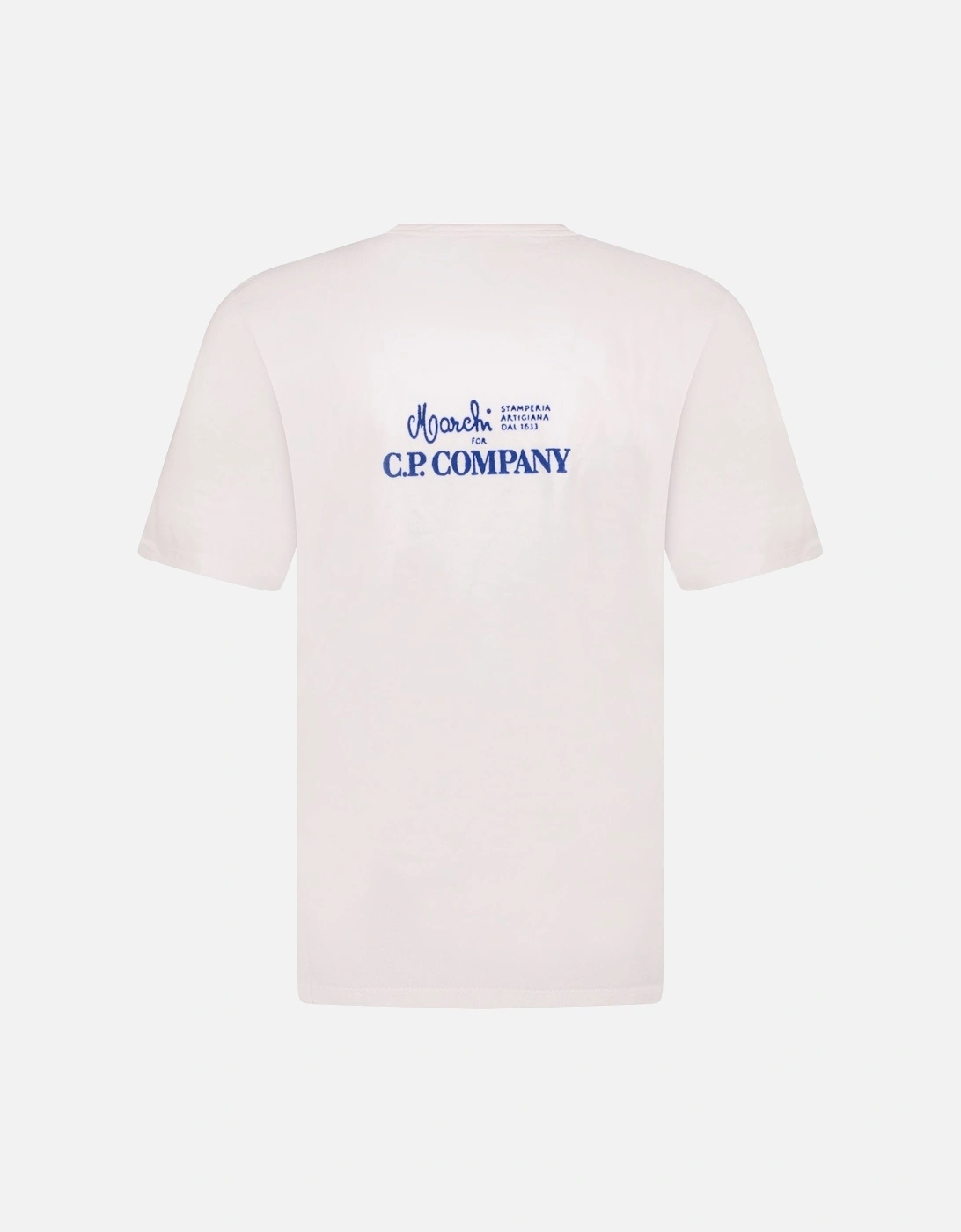 Blue Stitch Logo Print T-Shirt White