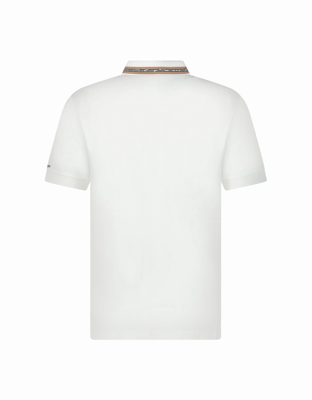 ‘Hartford’ Striped Check Short Sleeve Polo in White