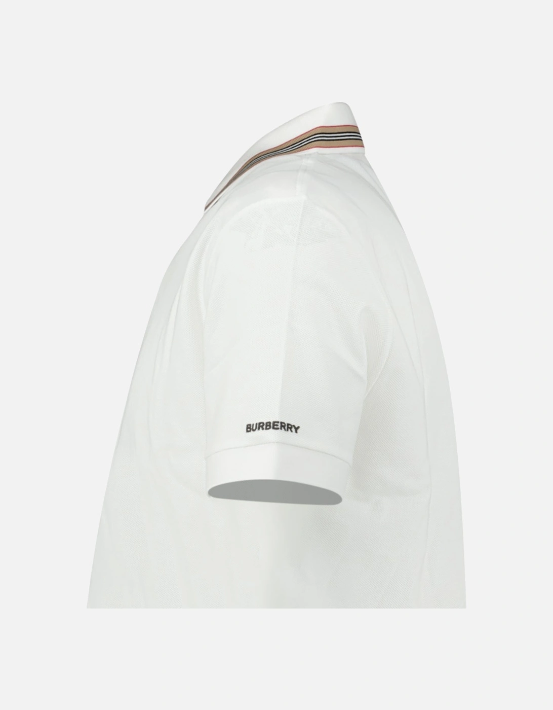 ‘Hartford’ Striped Check Short Sleeve Polo in White