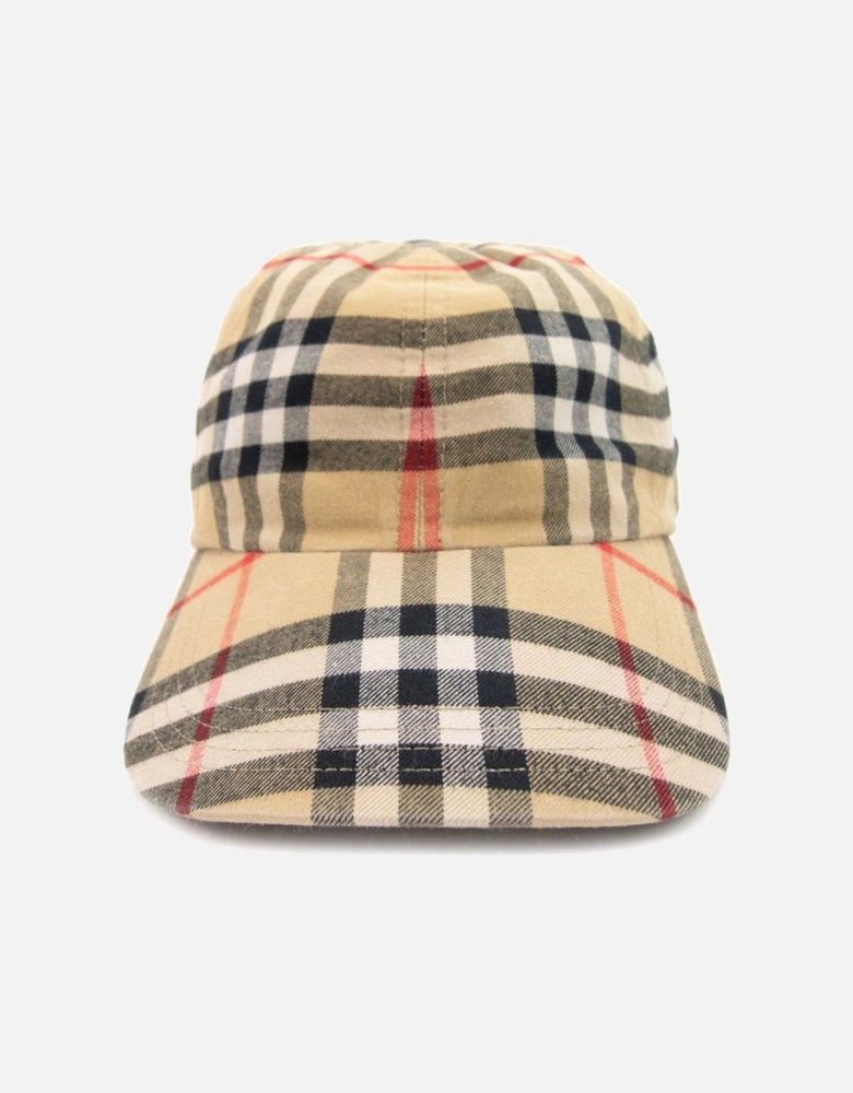 Check Cotton Baseball Cap in Archive Beige