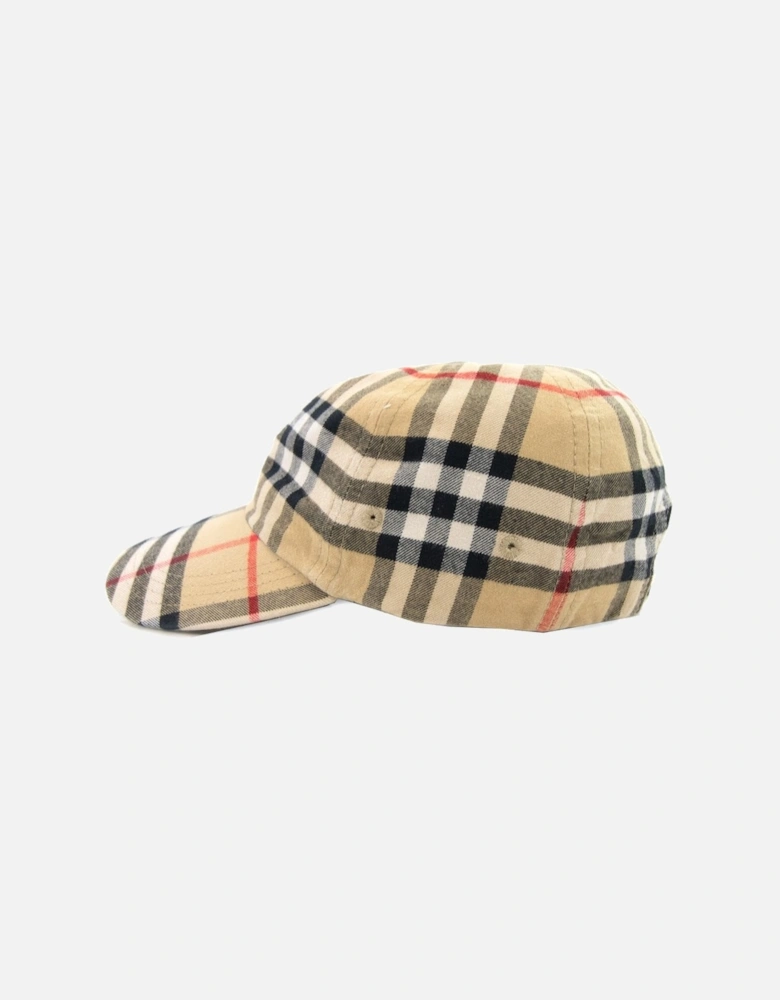Check Cotton Baseball Cap in Archive Beige