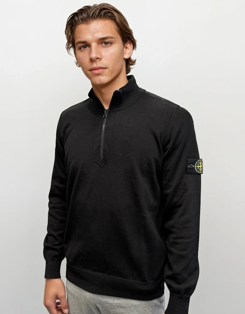 Soft Cotton Quarter Zip Sweatshirt Black