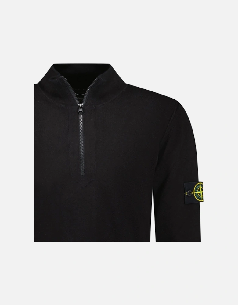 Soft Cotton Quarter Zip Sweatshirt Black