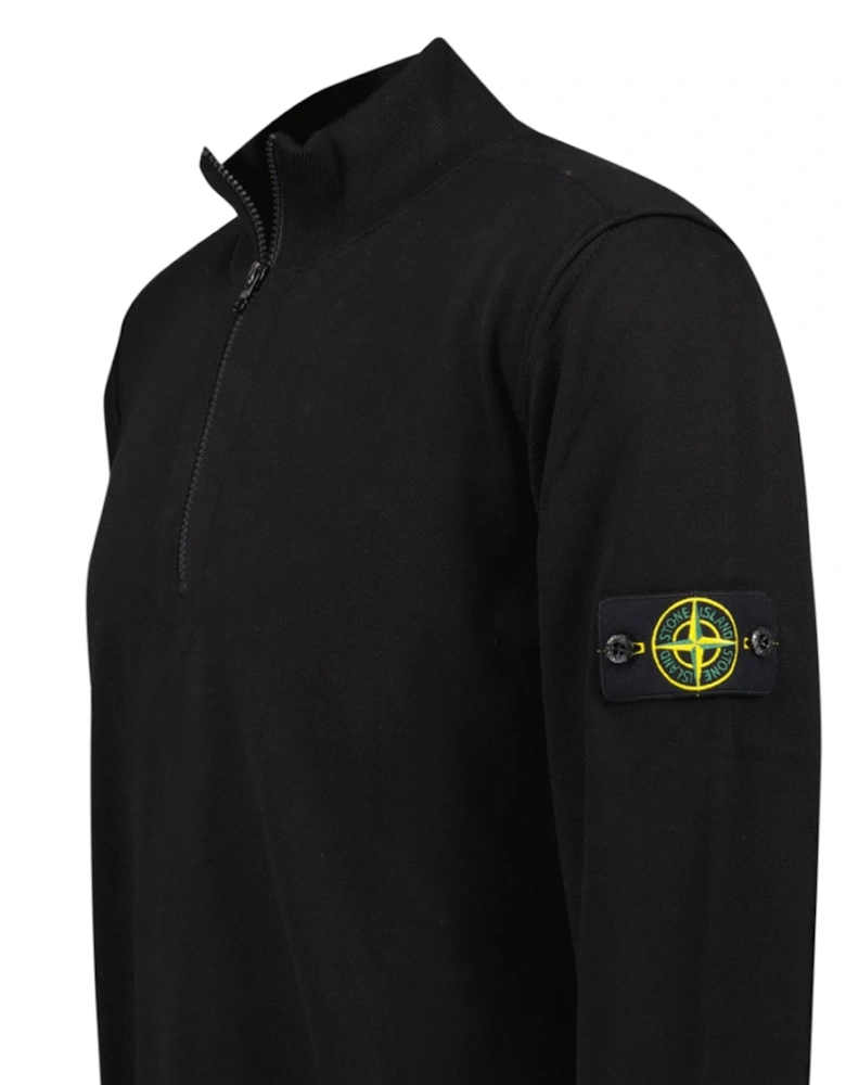 Soft Cotton Quarter Zip Sweatshirt Black