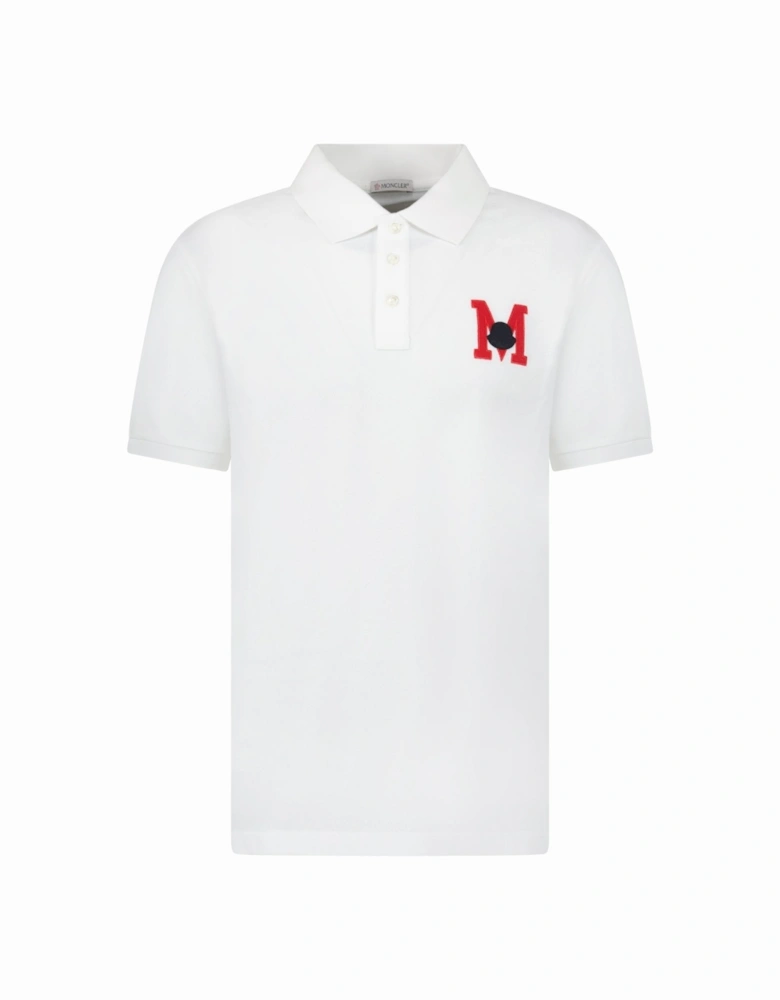 Embroidered Monogram Polo Shirt in White
