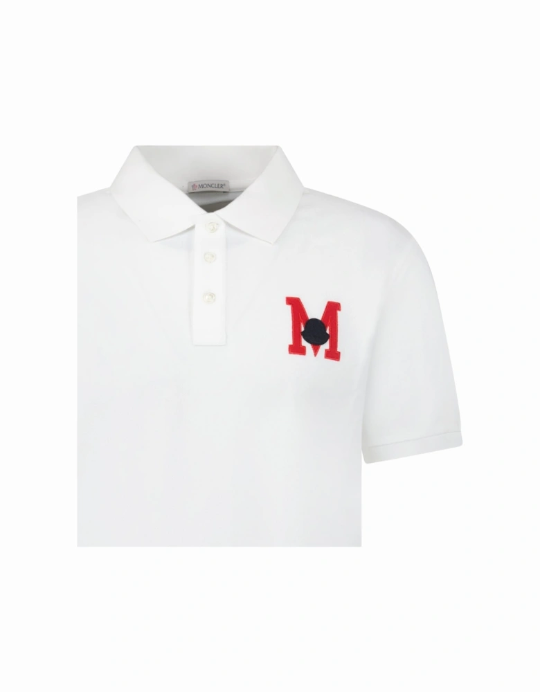 Embroidered Monogram Polo Shirt in White