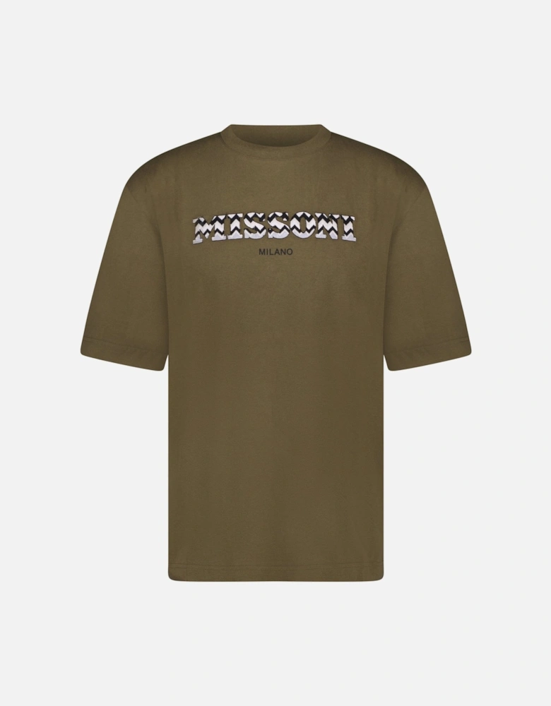 Logo Embroidery T-Shirt Khaki Green