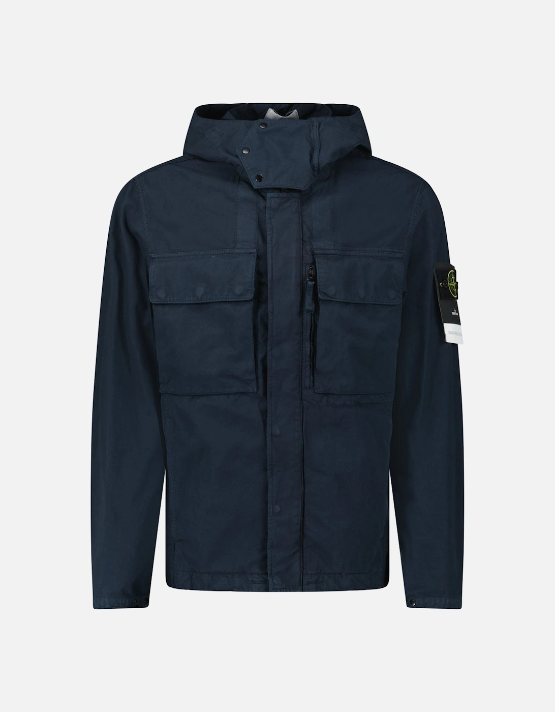 Hooded Canvas Weave Cotton Hooded Jacket in Navy, 6 of 5