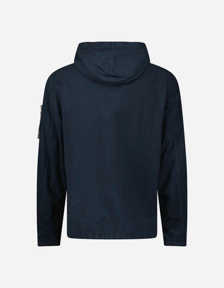Hooded Canvas Weave Cotton Hooded Jacket in Navy