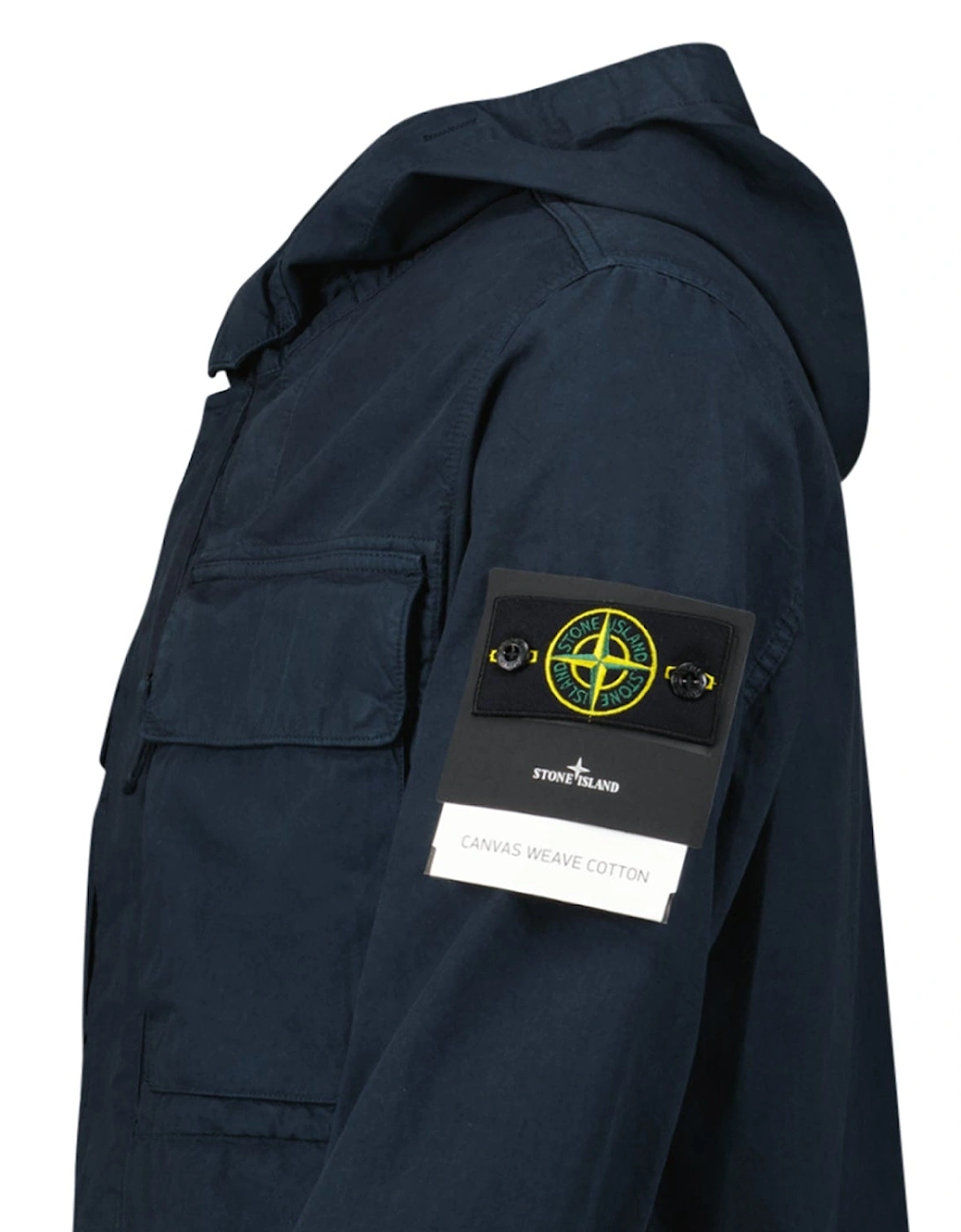 Hooded Canvas Weave Cotton Hooded Jacket in Navy