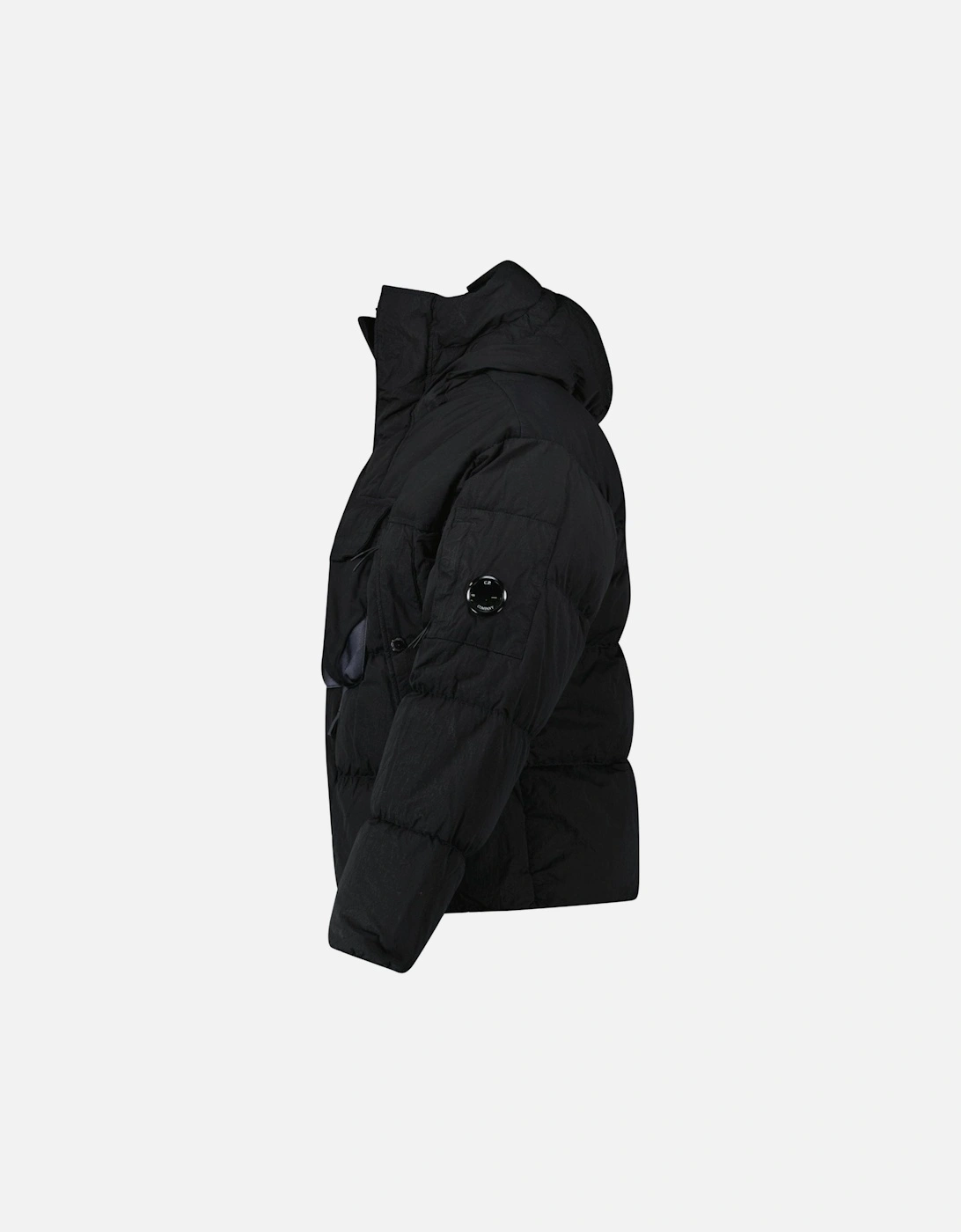 Eco-Chrome R Mixed Hooded Down Jacket in Black
