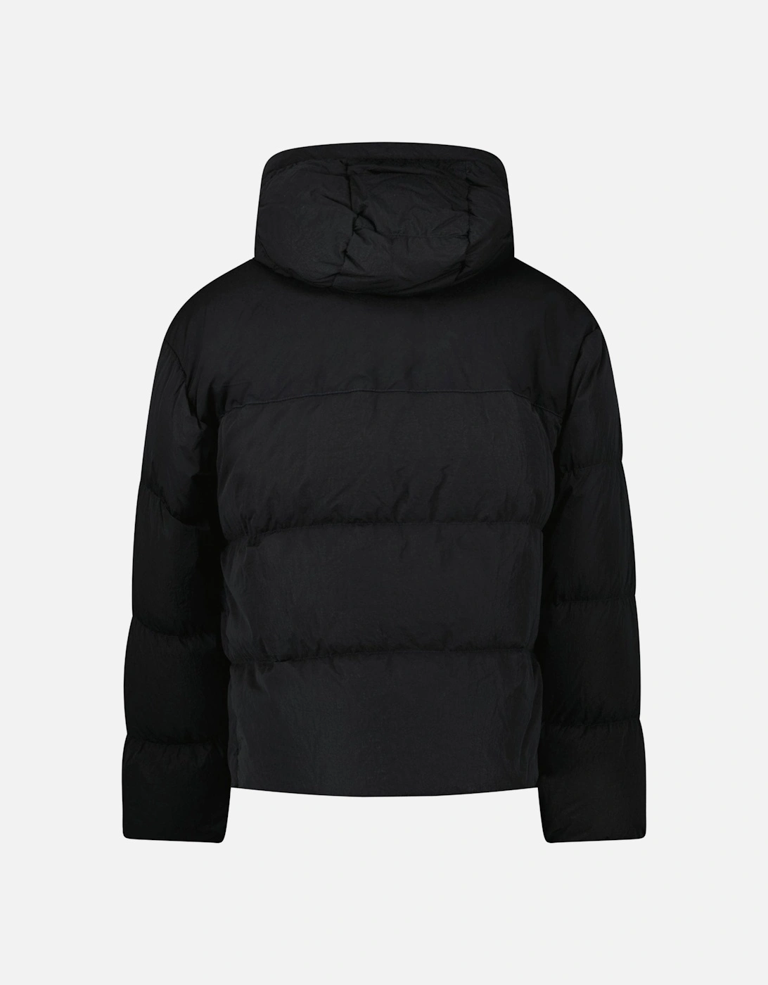 Eco-Chrome R Mixed Hooded Down Jacket in Black