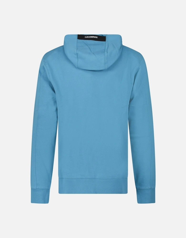 Diagonal Raised Fleece Hooded Lens Sweatshirt in Aegean Blue