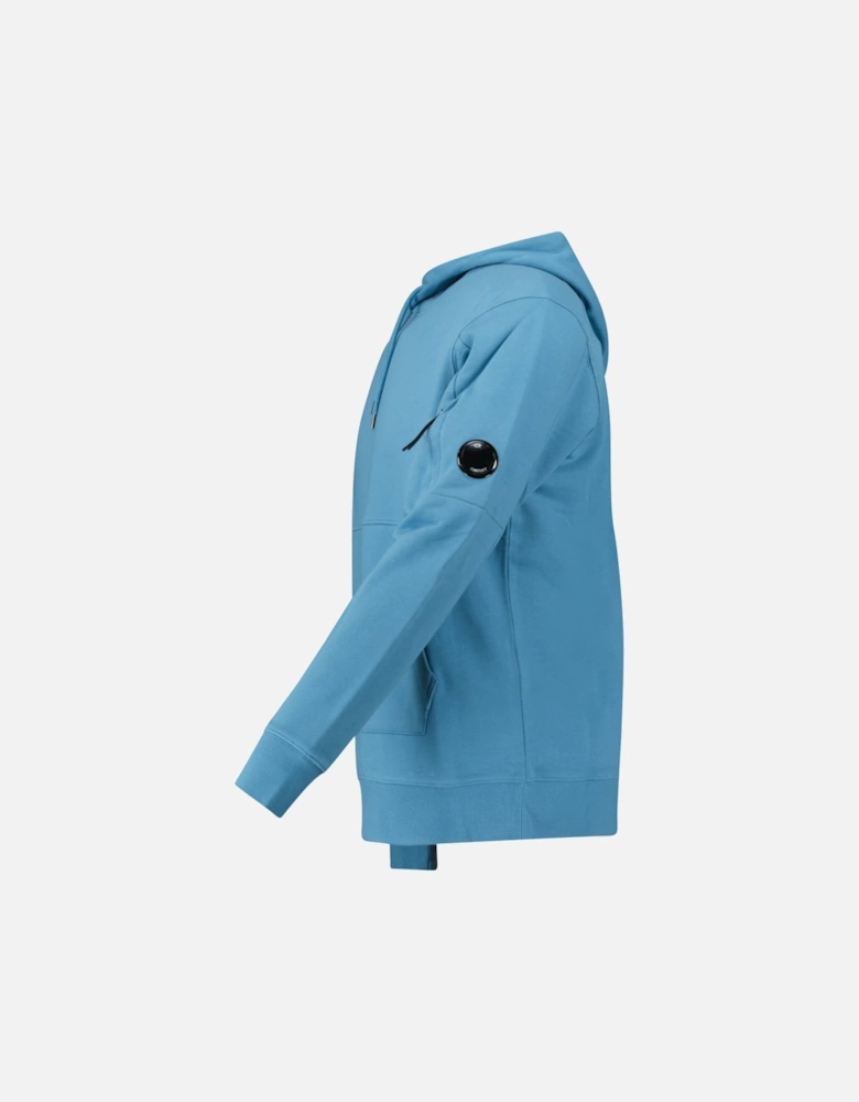 Diagonal Raised Fleece Hooded Lens Sweatshirt in Aegean Blue