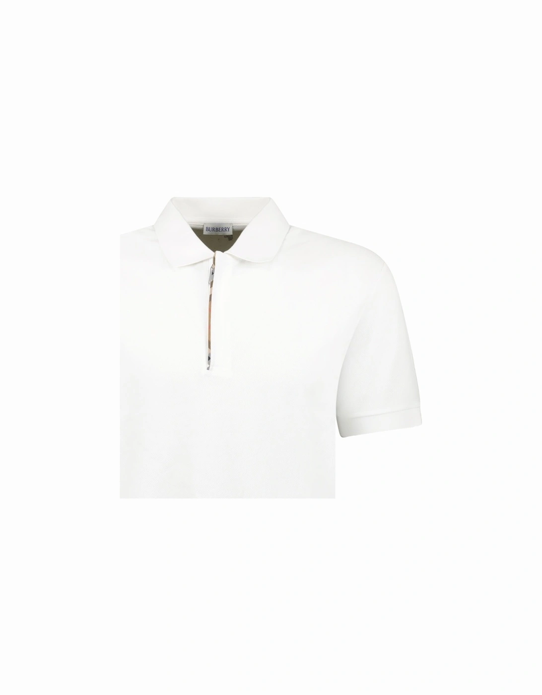 'Hartford' Check Placket Zip Polo White