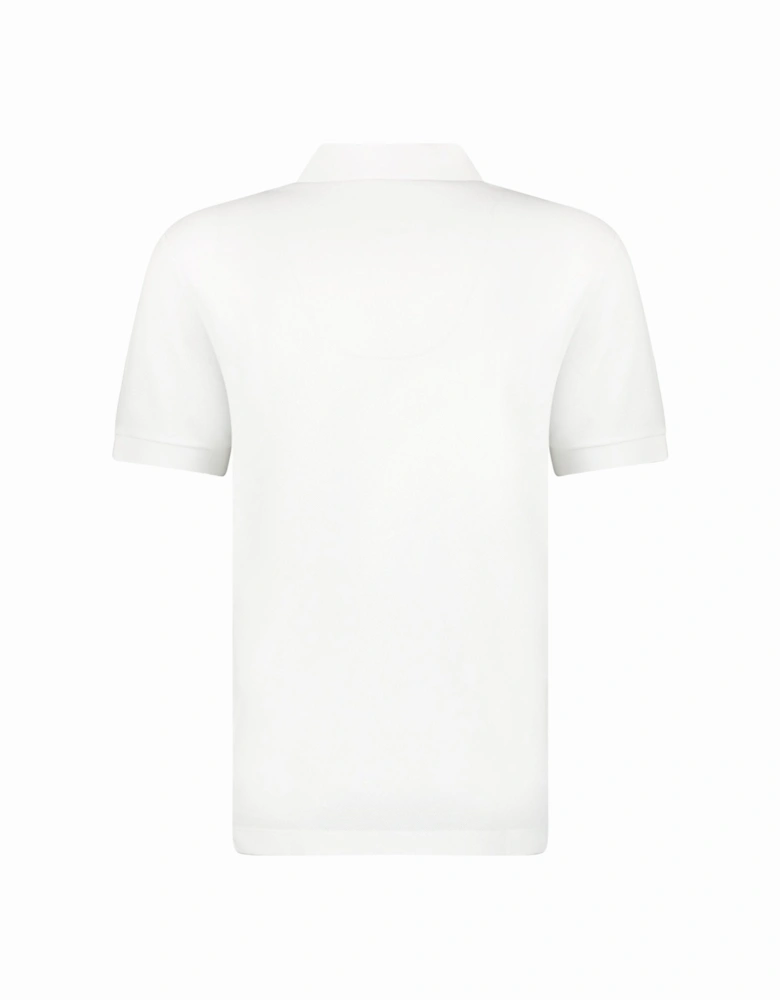 'Hartford' Check Placket Zip Polo White