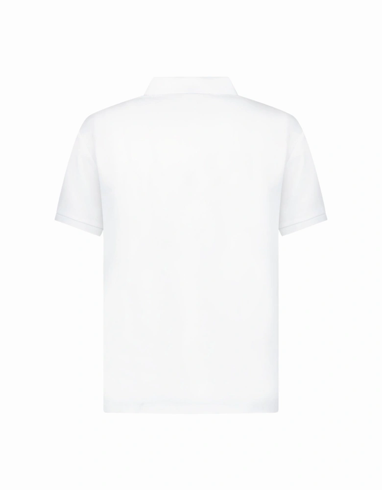 Slim Fit Mesh Polo Shirt in White