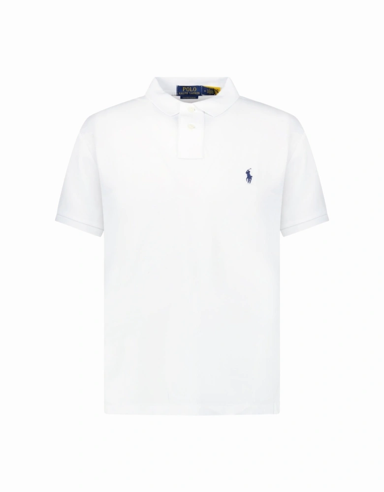 Slim Fit Mesh Polo Shirt in White