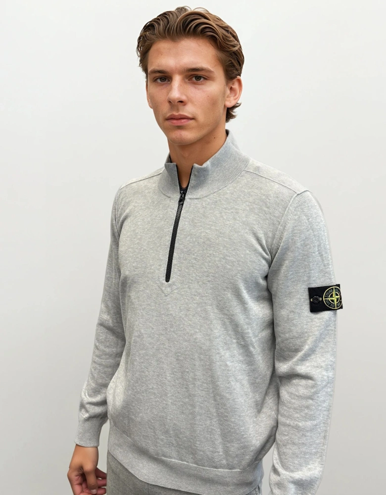 Soft Cotton Quarter Zip Sweatshirt Grey
