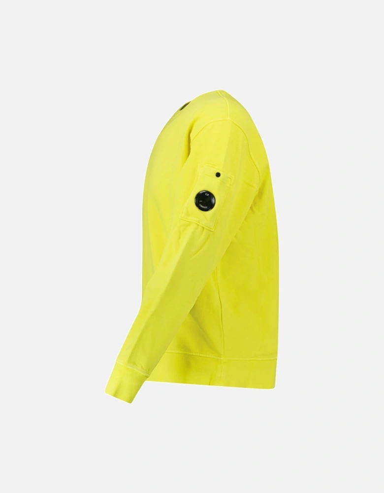 Brushed and Emerized Diagonal Fleece Crewneck Sweatshirt in Green Sheen