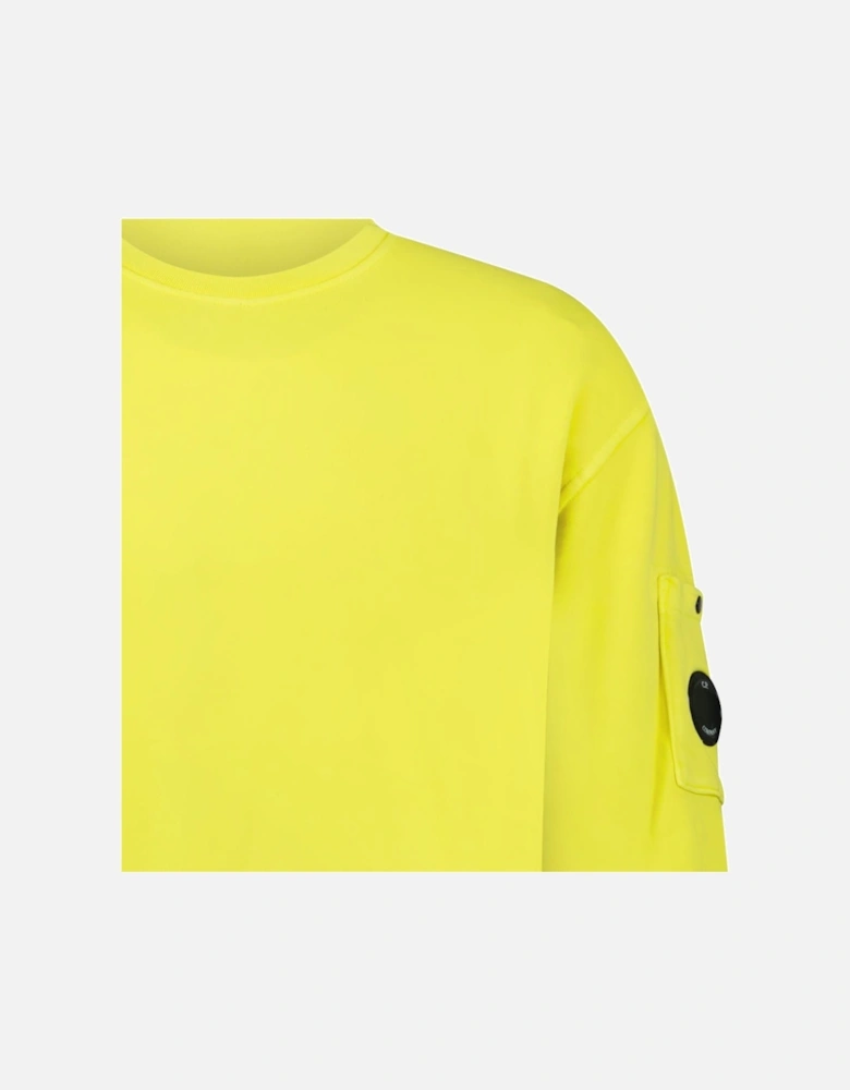 Brushed and Emerized Diagonal Fleece Crewneck Sweatshirt in Green Sheen