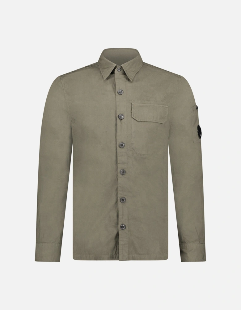 Lens Button Up Overshirt Green