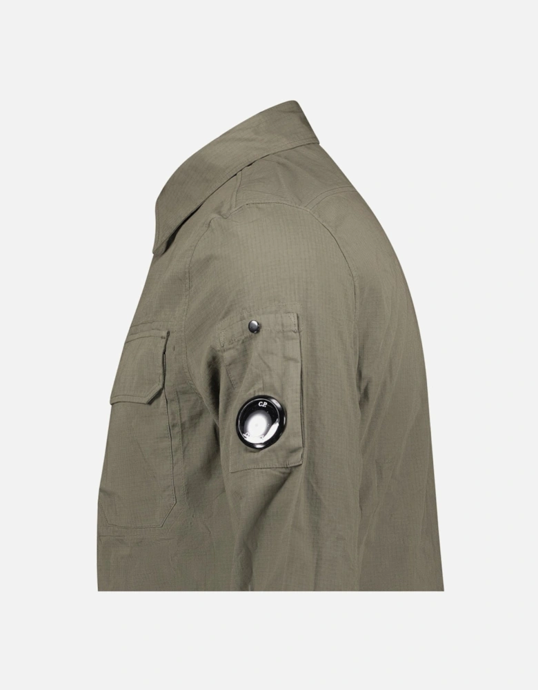 Lens Button Up Overshirt Green