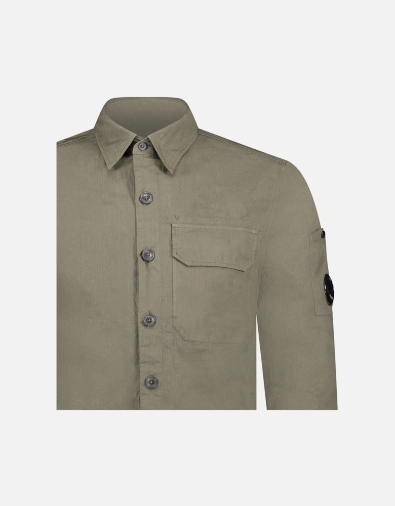 Lens Button Up Overshirt Green
