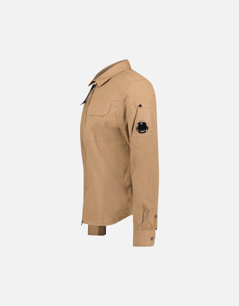 Lens Zip Overshirt Brown