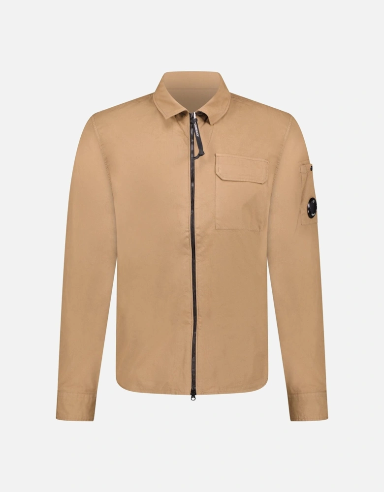 Lens Zip Overshirt Brown