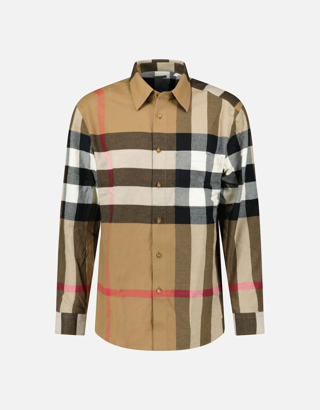 Burberry Men's Brown 'Claverdon' Check Shirt In Taupe - Size: Regular/36