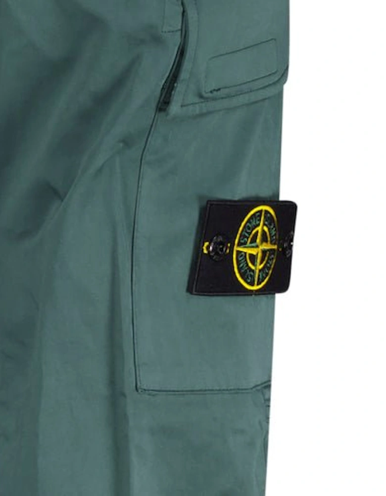 Badge Cargo Cuffed Trousers Green