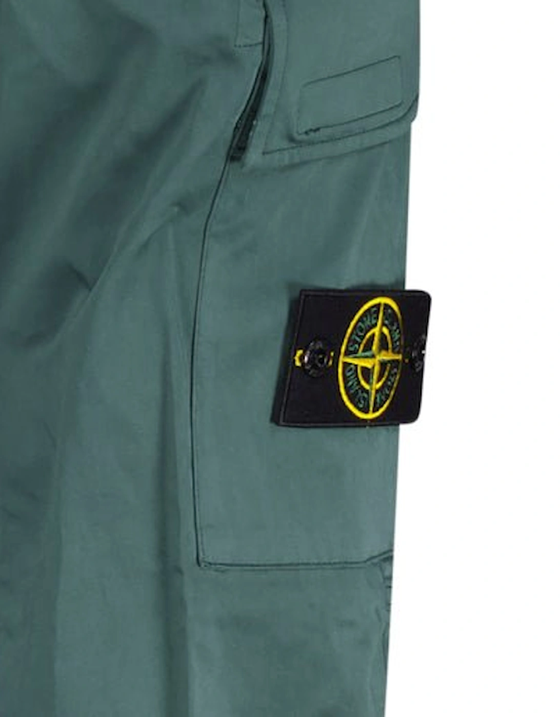 Badge Cargo Cuffed Trousers Green