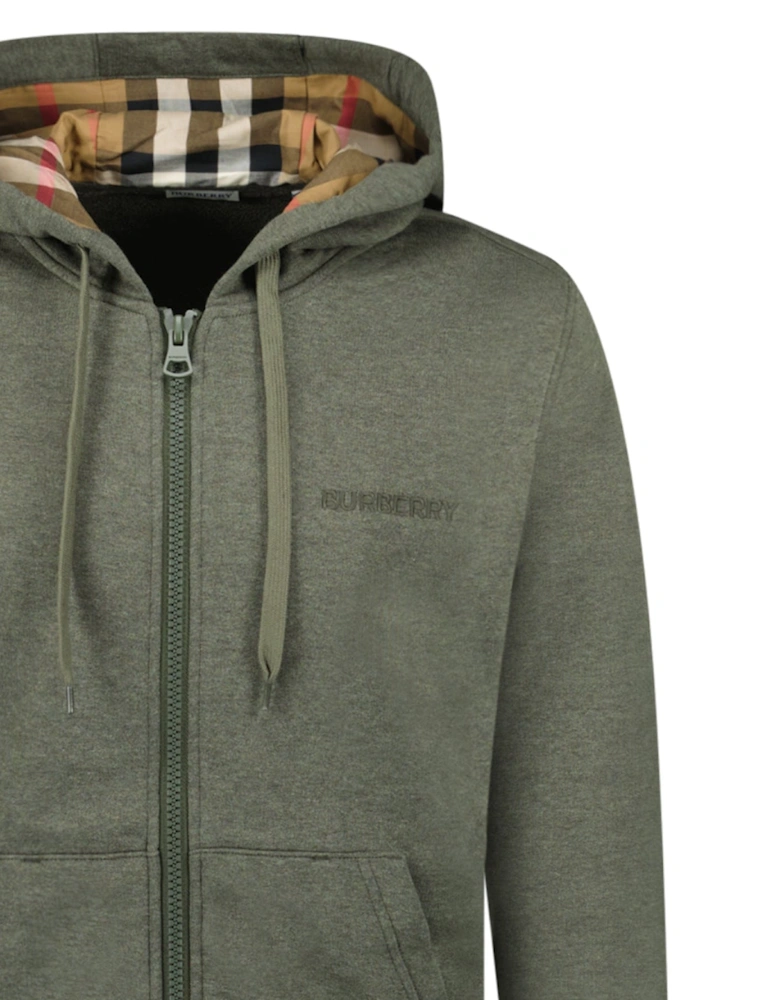 'Hove' Check Hoodie Khaki